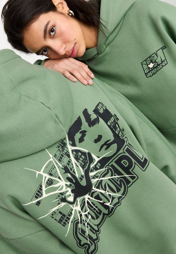 Multiply Spparel Oversize Hoodie INSECURITY Hedge Green Tiefpreis
