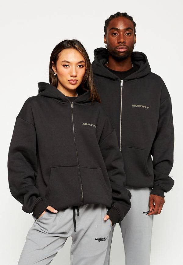 Multiply Spparel Oversize Zip Hoodie BASIQUE Black Soda Bis zu 55% Rabatt
