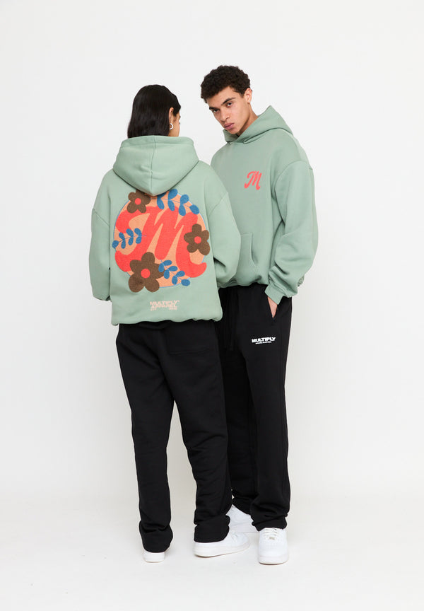 Multiply Spparel Oversize Hoodie M FLORAL Liiy Pad Soda Washed zollfrei