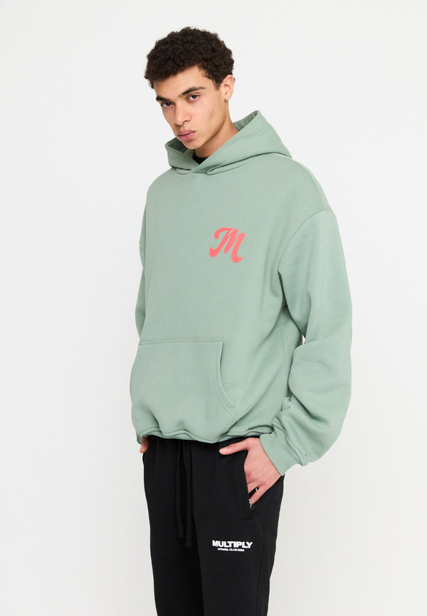 Multiply Spparel Oversize Hoodie M FLORAL Liiy Pad Soda Washed zollfrei
