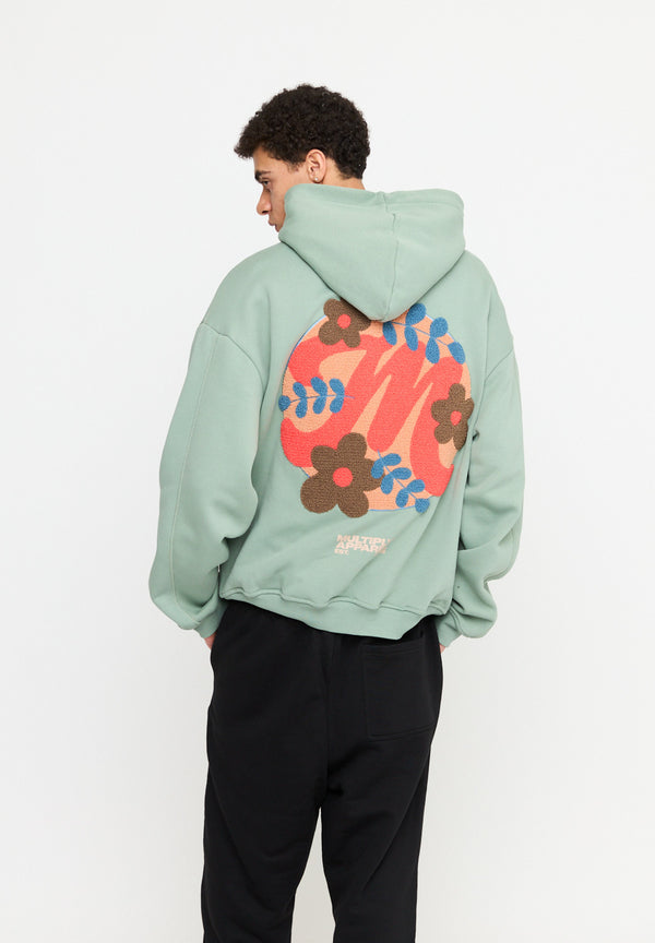 Multiply Spparel Oversize Hoodie M FLORAL Liiy Pad Soda Washed zollfrei