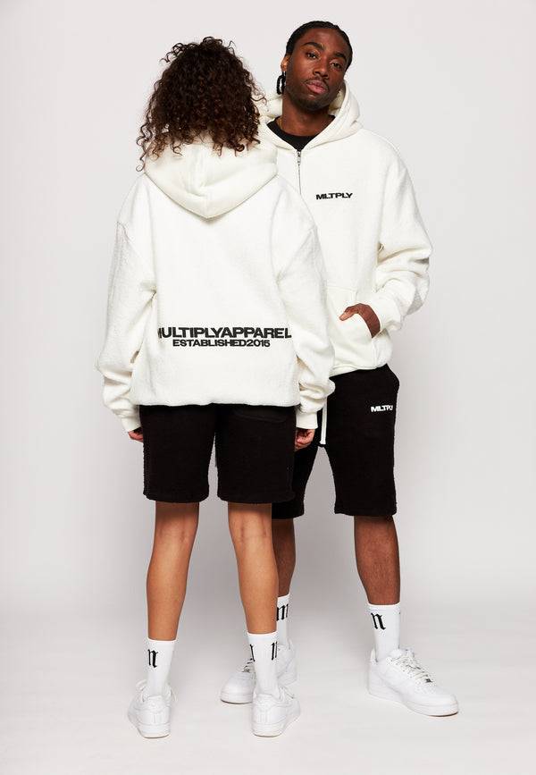 Multiply Spparel Oversize Zip Hoodie BRUSHED Off White Rabatte dieses Monats