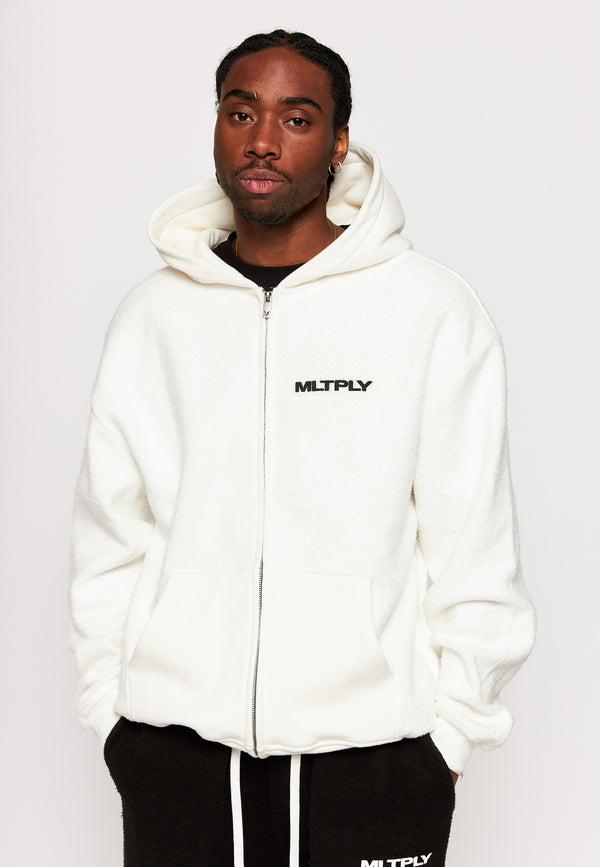 Multiply Spparel Oversize Zip Hoodie BRUSHED Off White Rabatte dieses Monats