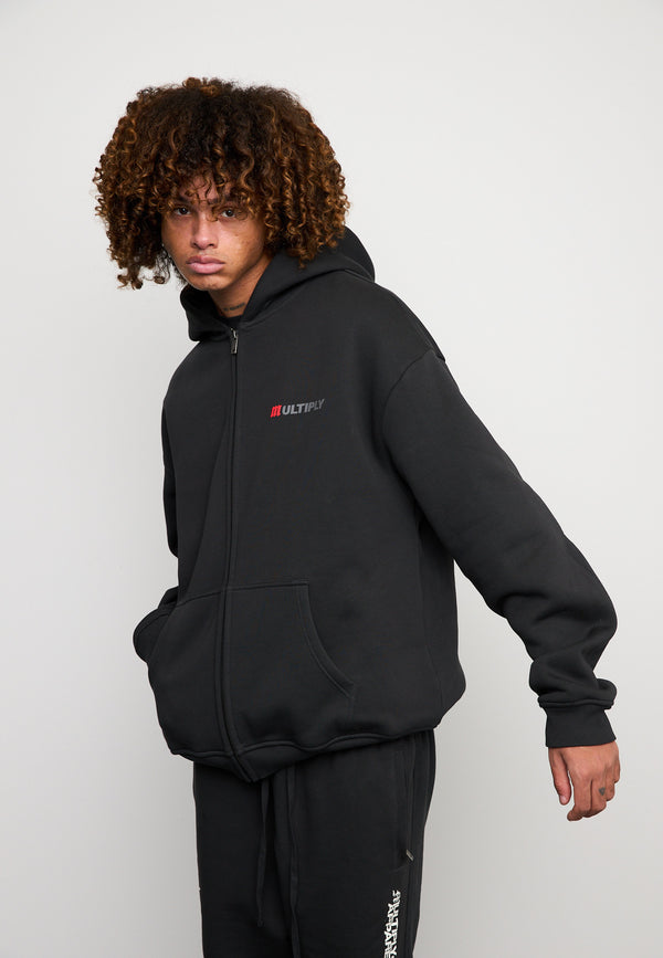 Multiply Spparel Oversize Zip Hoodie ACCUSED Black Soda Washed Angebote