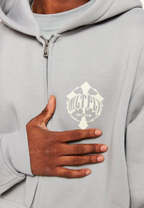 Multiply Spparel Oversize Zip Hoodie FADING FAITH Ultimate Grey im Angebot