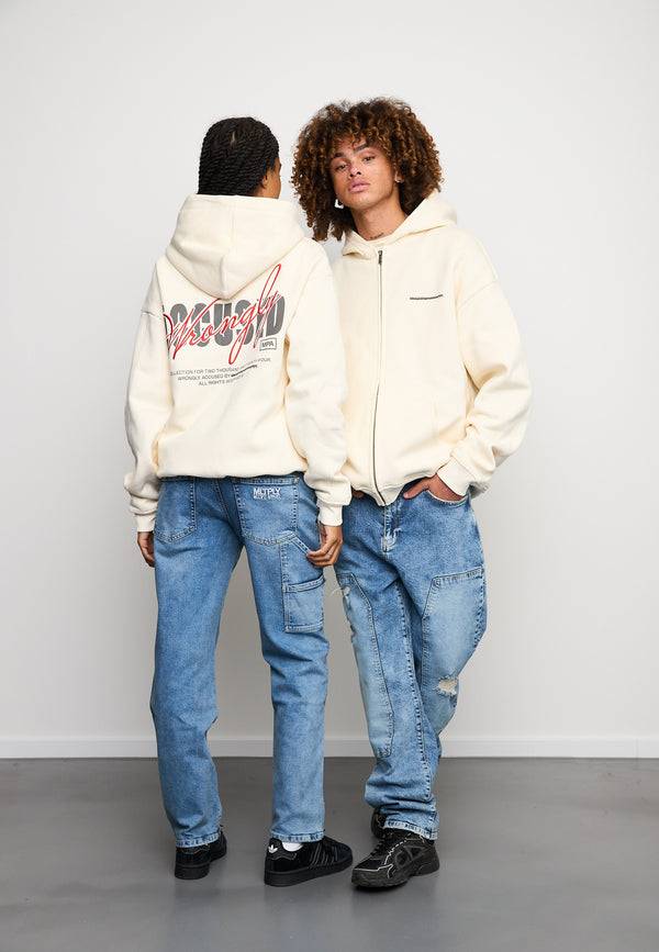 Multiply Spparel Oversize Zip Hoodie CHEATER Egret Schlussverkauf