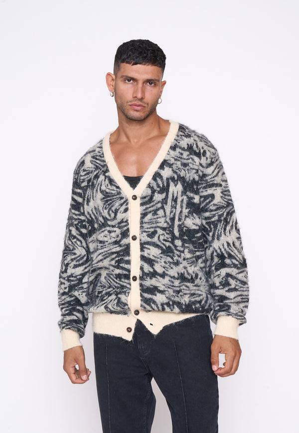 Multiply Spparel Knit Cardigan CONCRETE White Swan Blitzverkäufe