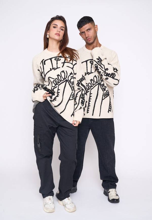 Multiply Spparel Oversize Knit Sweater DOWNTOWN White Swan Saisonschlussverkauf