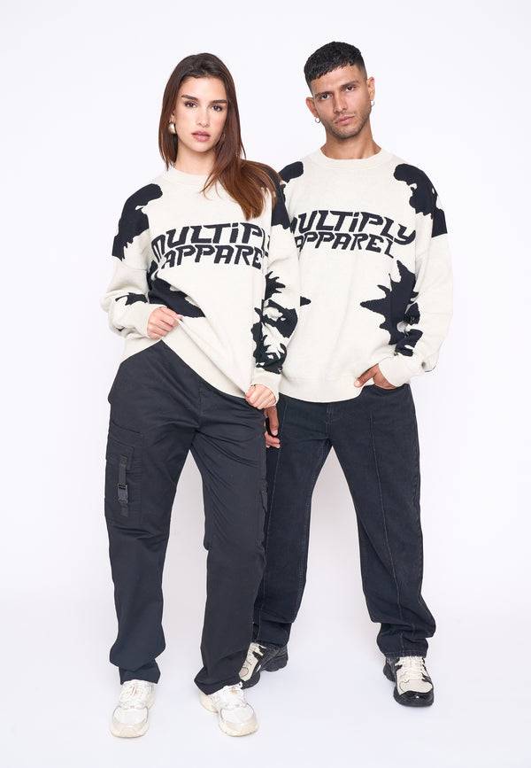 Multiply Spparel Oversize Knit Sweater URBAN White Swan Black Black Friday