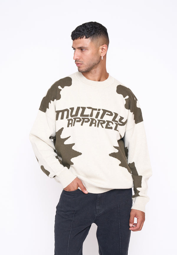 Multiply Spparel Oversize Knit Sweater URBAN White Swan Green Cyber Monday