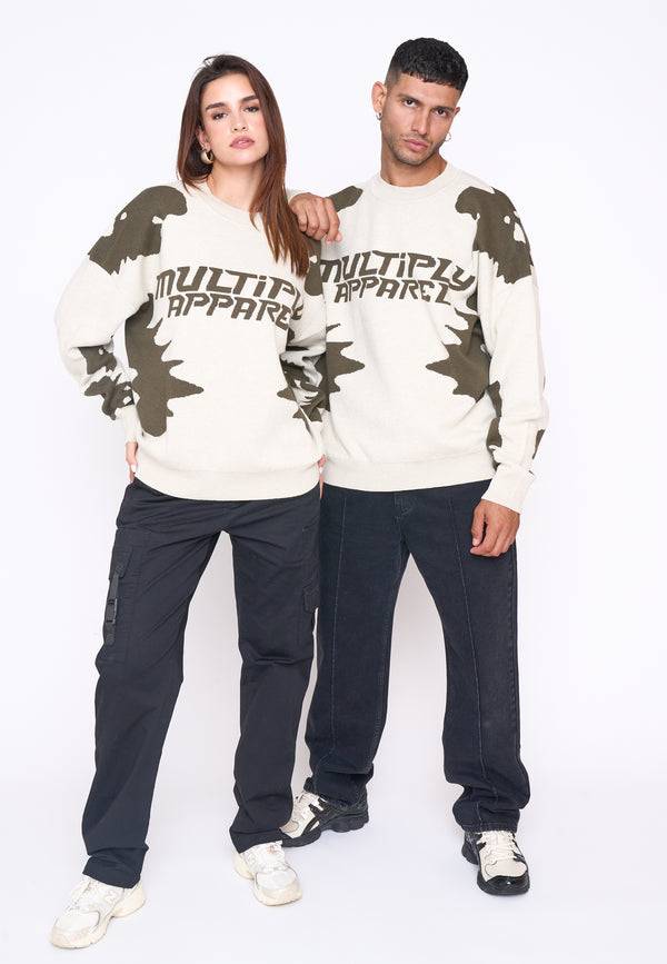 Multiply Spparel Oversize Knit Sweater URBAN White Swan Green Cyber Monday