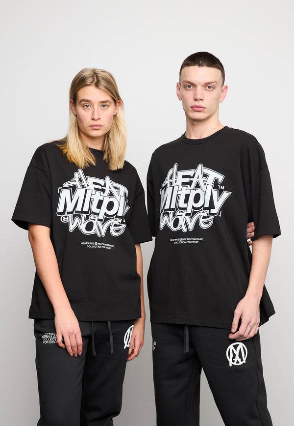 Multiply Spparel Oversize T-Shirt HEAT INDEX Black Soda Washed Große Rabatte