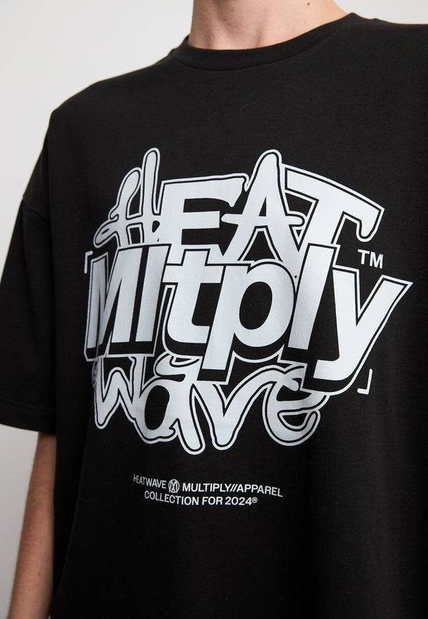 Multiply Spparel Oversize T-Shirt HEAT INDEX Black Soda Washed Große Rabatte