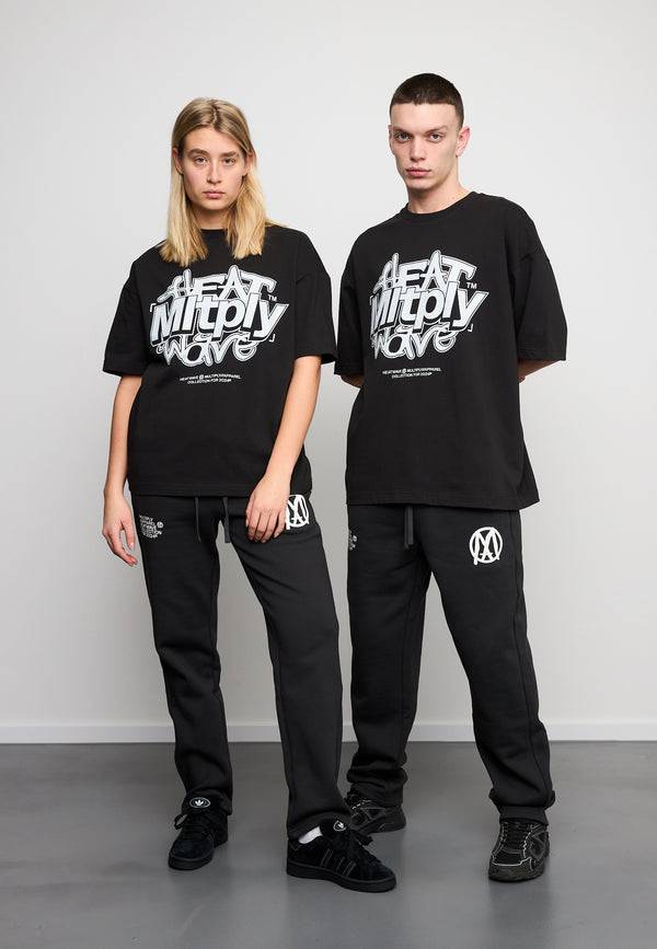 Multiply Spparel Oversize T-Shirt HEAT INDEX Black Soda Washed Große Rabatte