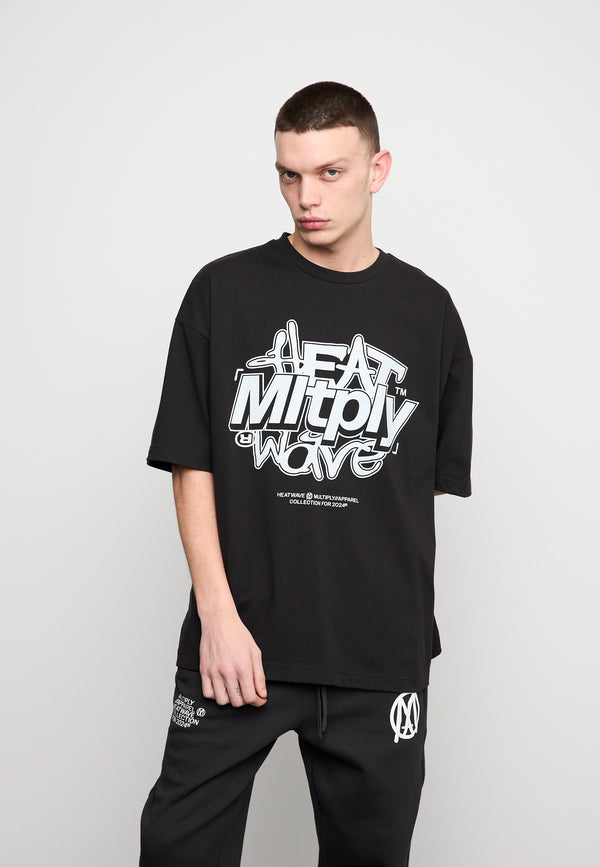 Multiply Spparel Oversize T-Shirt HEAT INDEX Black Soda Washed Große Rabatte