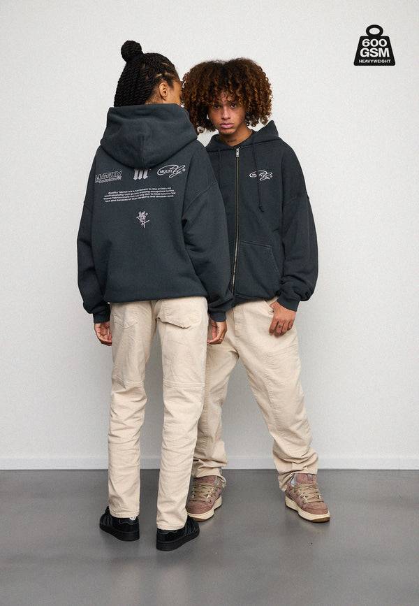 Multiply Spparel Oversize Zip Hoodie WEIGHTY Black Soda Super Sparpreis