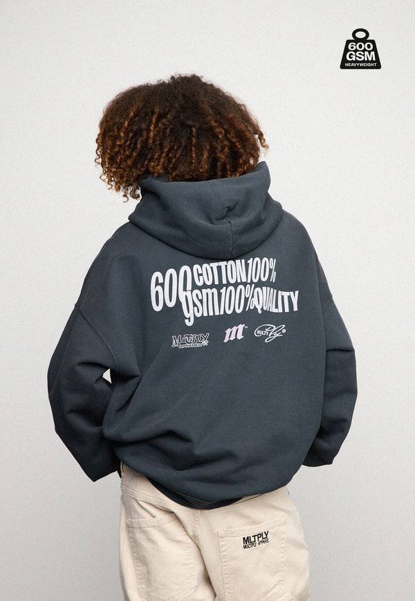 Multiply Spparel Oversize Zip Hoodie HEAVY Black Soda Begrenzte Freigabe