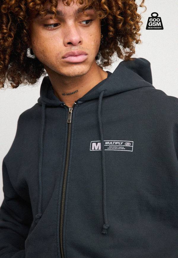 Multiply Spparel Oversize Zip Hoodie HEAVY Black Soda Begrenzte Freigabe