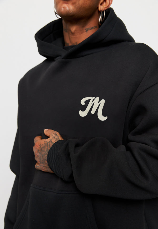 Multiply Spparel Oversize Hoodie M FLORAL 2 Black Soda Washed Letzte 3 Tage