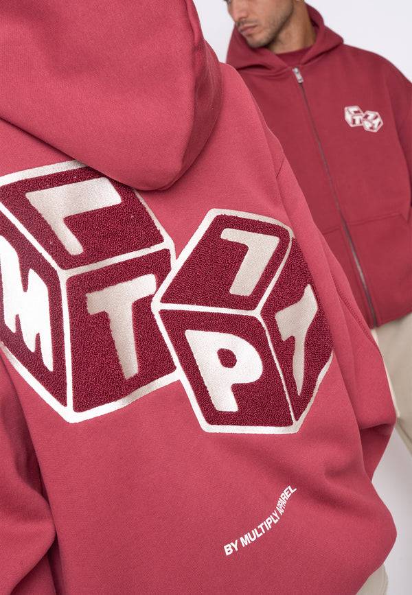 Multiply Spparel Oversize Zip Hoodie CUBES Ruby Wine Begrenzt auf 3 Tage
