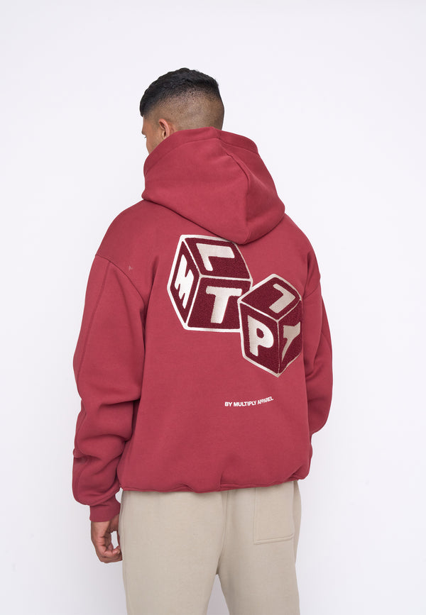 Multiply Spparel Oversize Zip Hoodie CUBES Ruby Wine Begrenzt auf 3 Tage