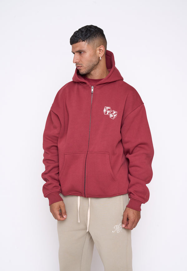 Multiply Spparel Oversize Zip Hoodie CUBES Ruby Wine Begrenzt auf 3 Tage
