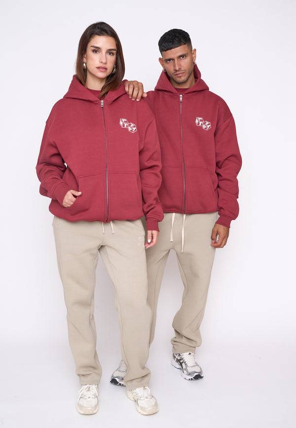 Multiply Spparel Oversize Zip Hoodie CUBES Ruby Wine Begrenzt auf 3 Tage