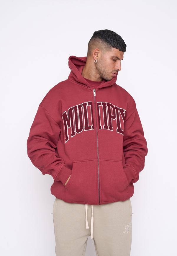 Multiply Spparel Oversize Zip Hoodie MAJOR Ruby Wine Speichern exportieren