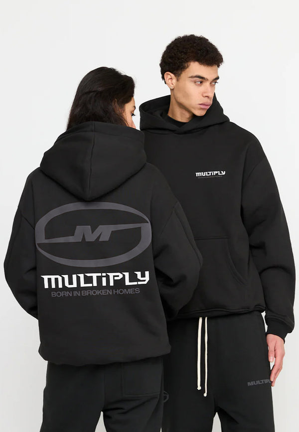 Multiply Spparel Oversize Hoodie BROKEN IDENTITY Black Soda Washed Auslauf