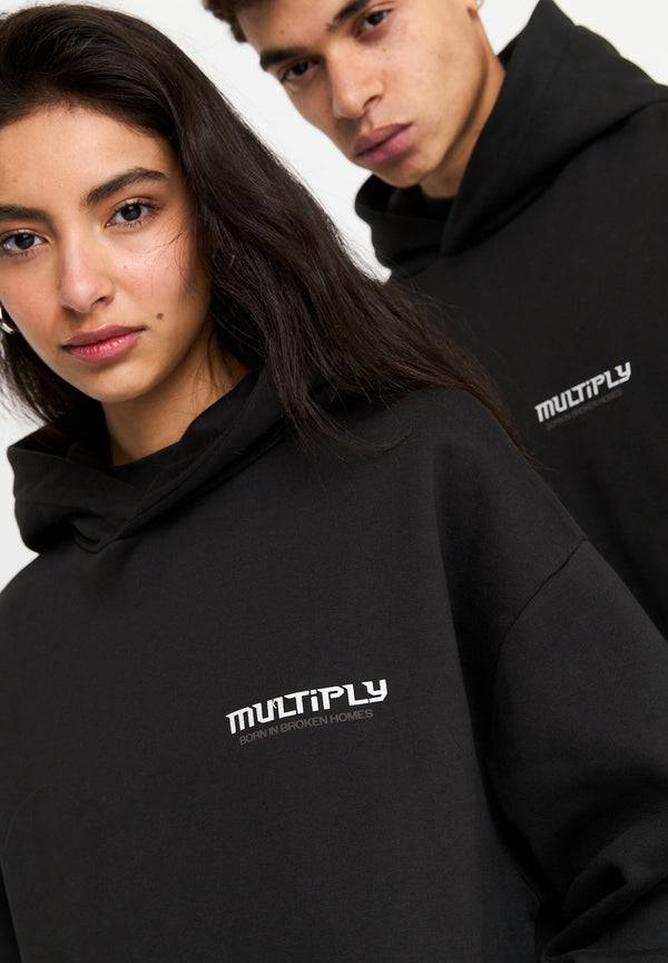 Multiply Spparel Oversize Hoodie BROKEN IDENTITY Black Soda Washed Auslauf