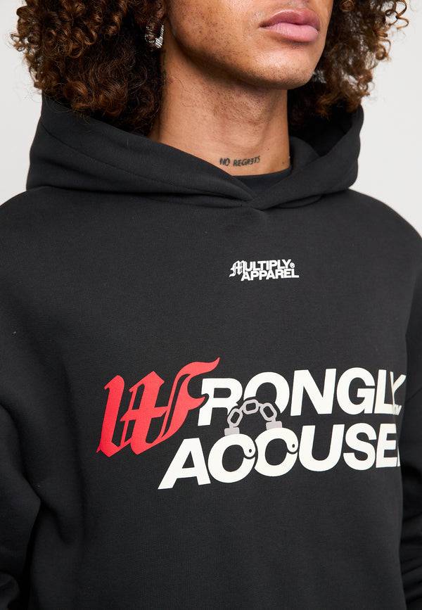 Multiply Spparel Oversize Hoodie INJUSTICE Black Soda Washed Großer Ausverkauf