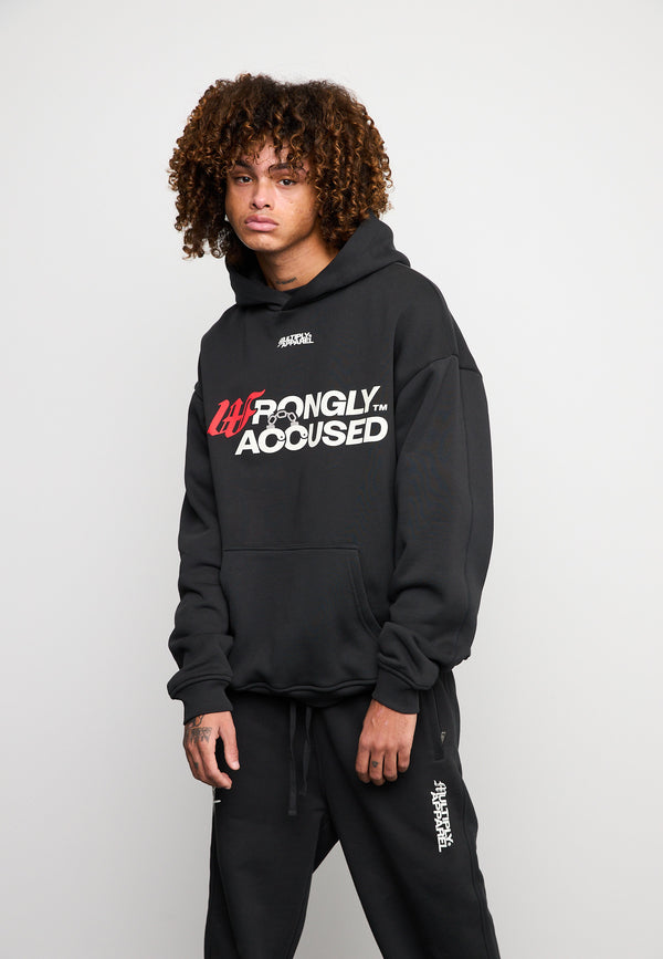 Multiply Spparel Oversize Hoodie INJUSTICE Black Soda Washed Großer Ausverkauf