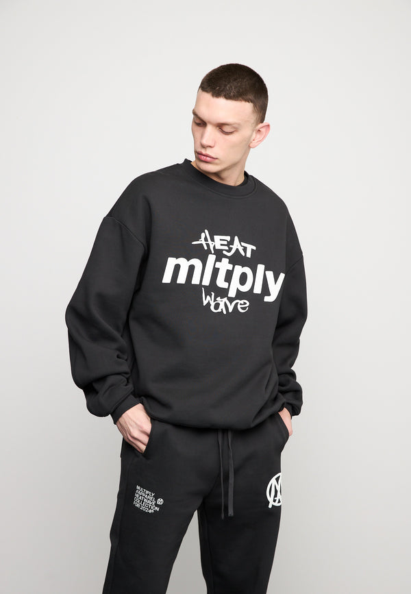 Multiply Spparel Oversize Sweatshirt MLTPLY WAVE Black Soda Washed Flash Sale