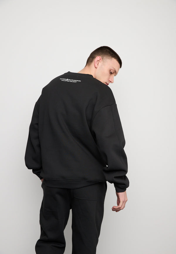 Multiply Spparel Oversize Sweatshirt MLTPLY WAVE Black Soda Washed Flash Sale