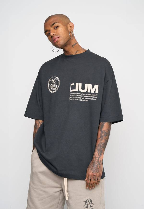 Multiply Spparel Oversize T-Shirt ROOTS Black Soda Washed Lagerräumung