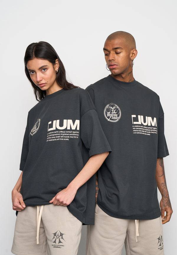 Multiply Spparel Oversize T-Shirt ROOTS Black Soda Washed Lagerräumung