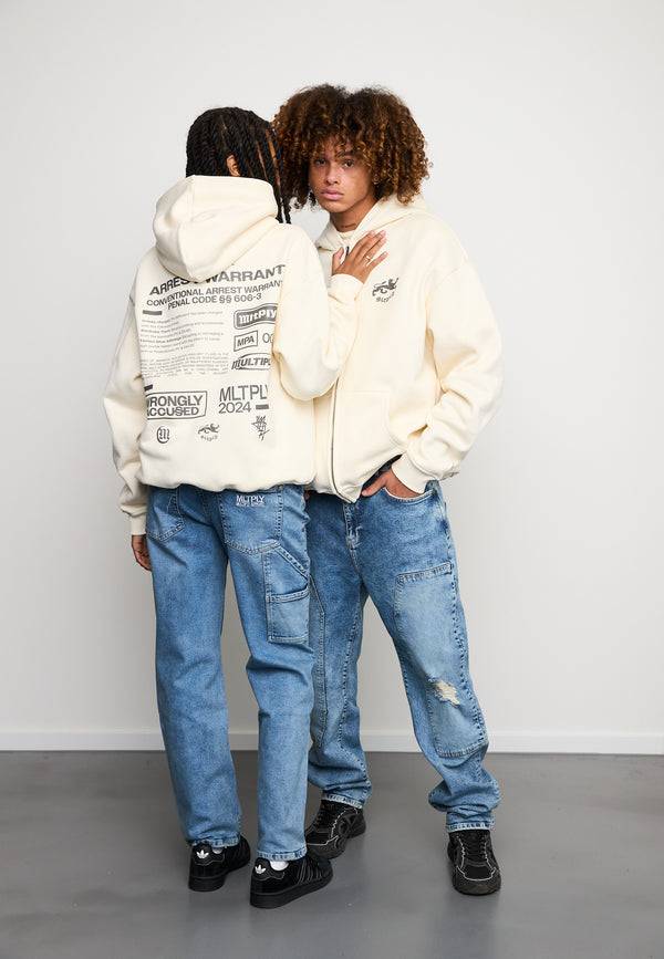 Multiply Spparel Oversize Zip Hoodie WARRANT Egret Neueste Mode