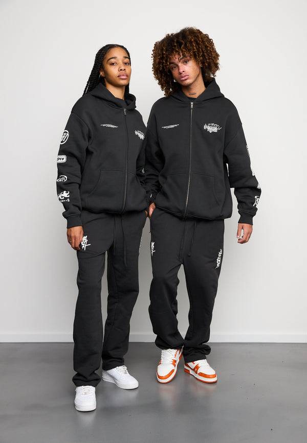 Multiply Spparel Oversize Zip Hoodie TRUTH Black Soda Washed Zeitlich begrenztes Angebot
