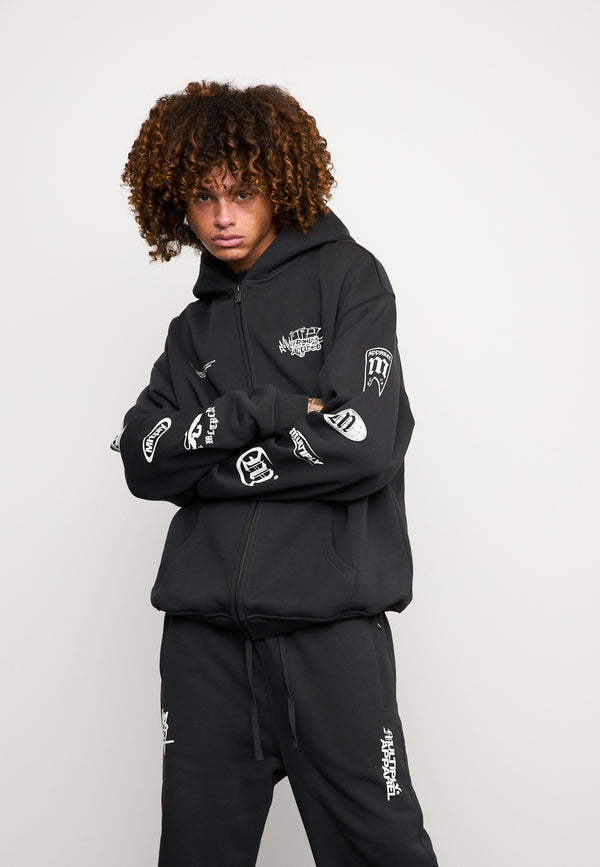 Multiply Spparel Oversize Zip Hoodie TRUTH Black Soda Washed Zeitlich begrenztes Angebot