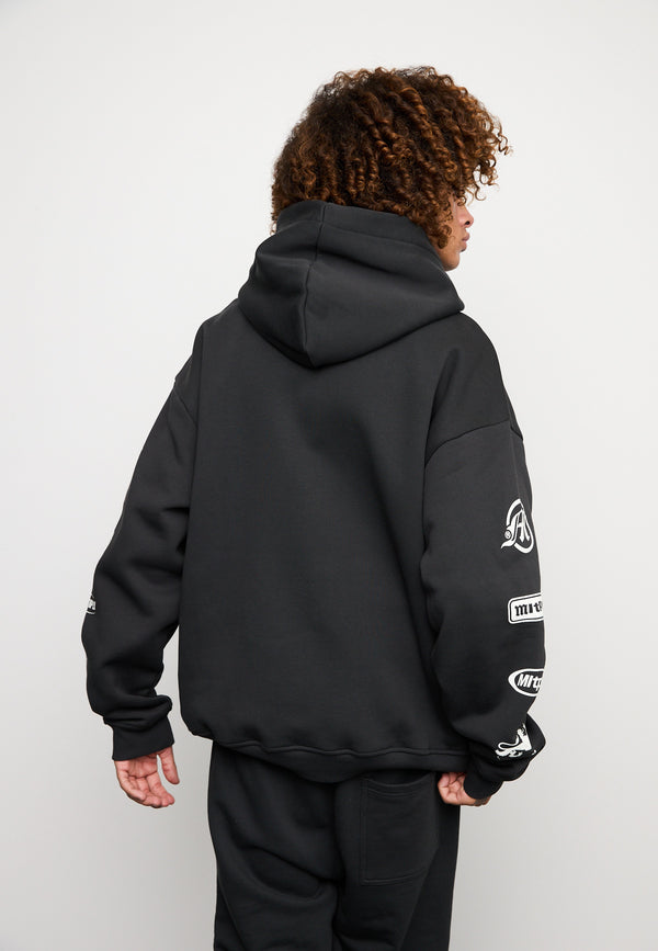 Multiply Spparel Oversize Zip Hoodie TRUTH Black Soda Washed Zeitlich begrenztes Angebot