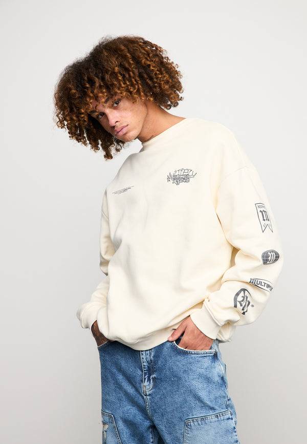 Multiply Spparel Oversize Sweatshirt TRUTH Egret Große Rabatte