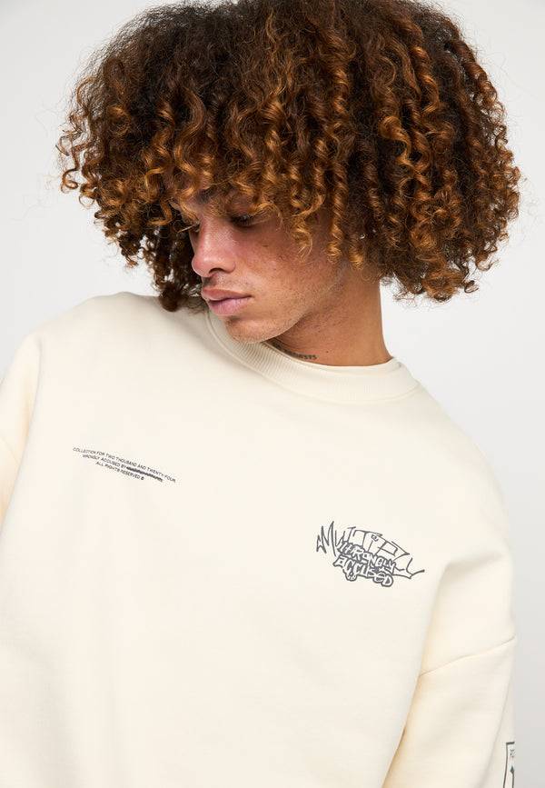 Multiply Spparel Oversize Sweatshirt TRUTH Egret Große Rabatte