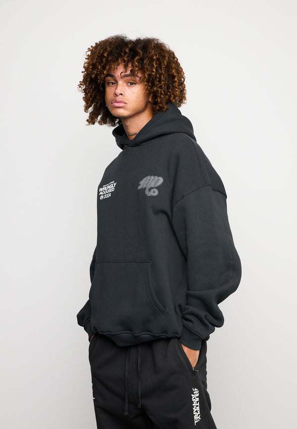 Multiply Spparel Oversize Hoodie FALSEHOOD Black Soda Washed Neuheiten