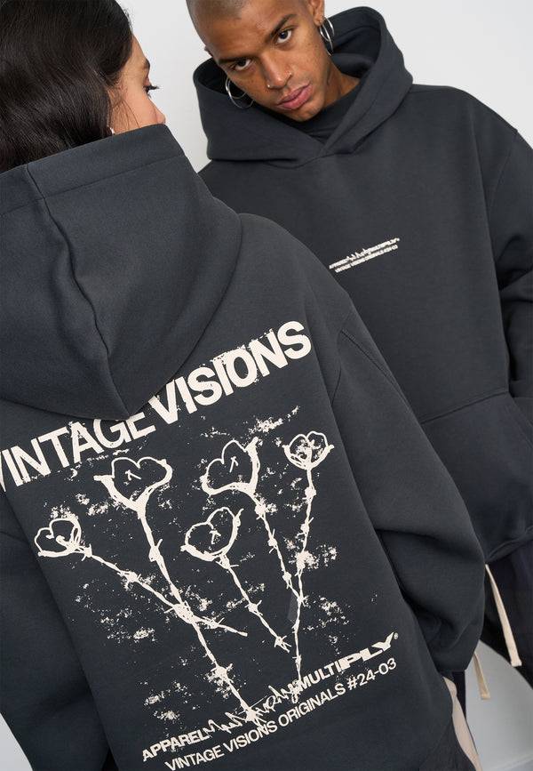 Multiply Spparel Oversize Hoodie V Visions Black Soda Washed Sonderangebote