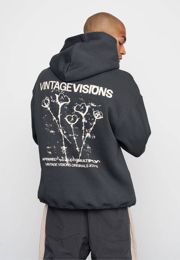 Multiply Spparel Oversize Hoodie V Visions Black Soda Washed Sonderangebote
