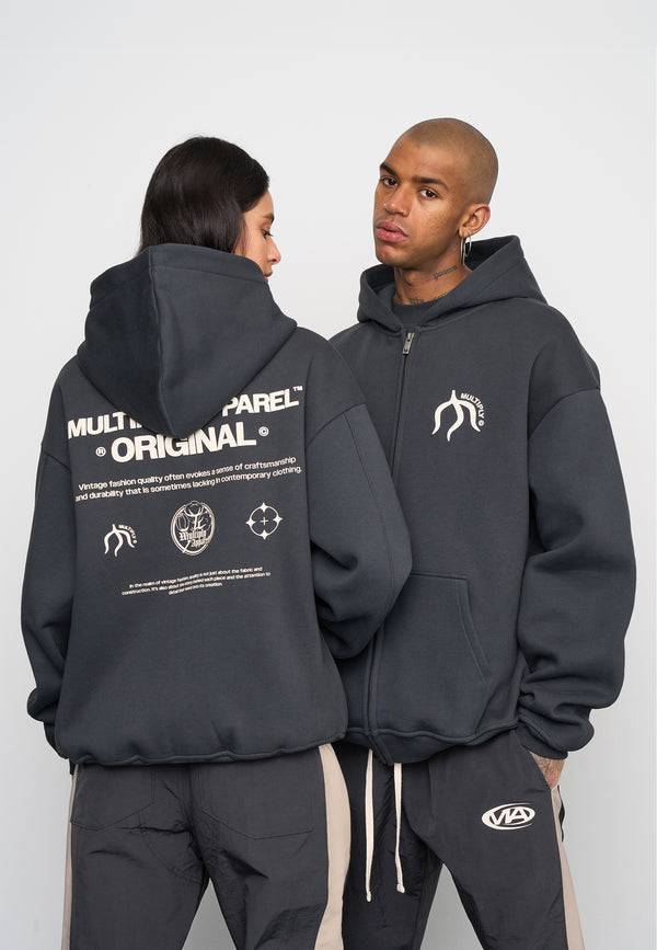 Multiply Spparel Oversize Zip Hoodie ORIGIN Black Soda Washed VIP-Rabatte