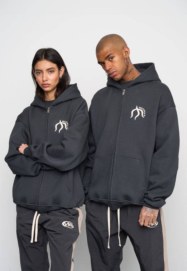 Multiply Spparel Oversize Zip Hoodie ORIGIN Black Soda Washed VIP-Rabatte