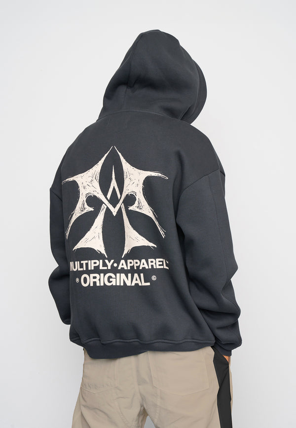 Multiply Spparel Oversize Zip Hoodie SKETCH Black Soda Washed Tiefpreis