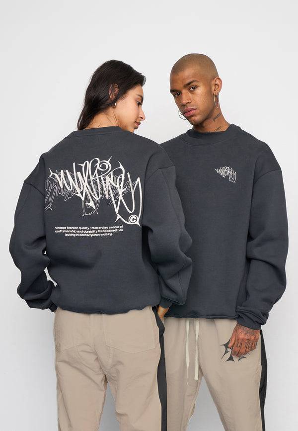 Multiply Spparel Oversize Sweatshirt THORNES Black Soda Washed Super Sparpreis