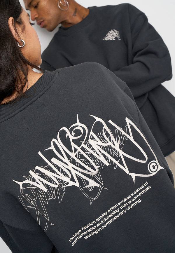 Multiply Spparel Oversize Sweatshirt THORNES Black Soda Washed Super Sparpreis